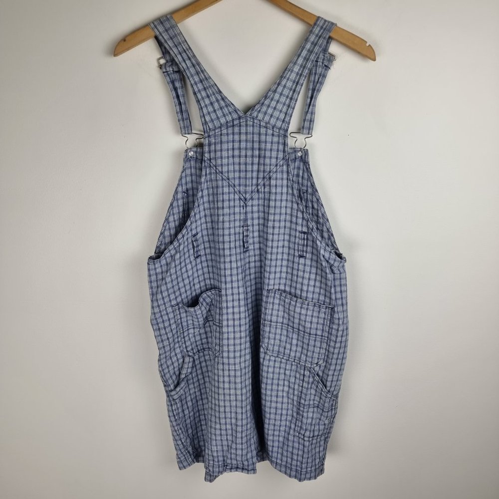 Vintage 90s Overalls North Crest Linen Cotton Blend Check Print Size 12 - Picture 4 of 4